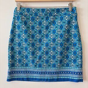 Talbots canvas A-line skirt in blue and white printed size 2